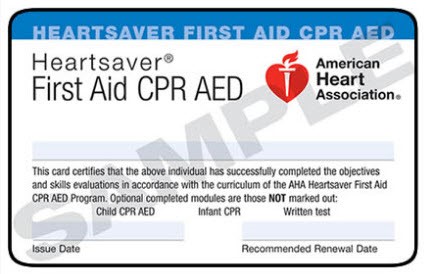 sample first aid card